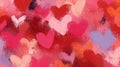 Vibrant Digital Wallpaper with Layered Red Hearts and Artistic Brush Texture Royalty Free Stock Photo