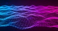 Vibrant digital waveform landscape with neon blue and pink hues in abstract 3d visualization Royalty Free Stock Photo