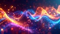 Vibrant Digital Waveforms with Colorful Light Effects Royalty Free Stock Photo