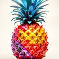 Vibrant, digitally altered pineapple on soft, neutral background