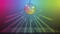 Vibrant Disco Ball with Colorful Light Rays on a Dark Background Royalty Free Stock Photo