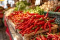 A vibrant display of Calabrian chilis showcasing their fiery red color and used as a spicy ingredient in traditional Italian