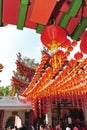 chinese red lanterns display at temple festival during daytime Royalty Free Stock Photo