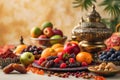 Exotic Fruits and Traditional Middle Eastern Decor, Healthy Eating Concept