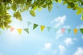 A vibrant display of flags hanging from a tree. Royalty Free Stock Photo