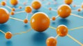 A vibrant display of orange and yellow nodes creates a stunning visual network against a soft blue backdrop, depicting connection