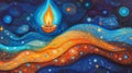 Vibrant Diwali banner featuring colorful naive art with decorative elements and ample copy space perfect for festival