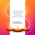 Vibrant diwali greeting design with mandala decoration and diya