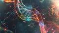 Vibrant dna double helix with graphical viruses and genetic data highlighting genomic research Royalty Free Stock Photo