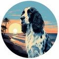 Vibrant Dog Portrait: English Springer Spaniel At Venice Beach