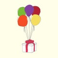 Colorful balloons packed in gift box