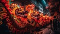 Vibrant dragon dance illuminates traditional Chinese festival celebration at night generated by AI Royalty Free Stock Photo