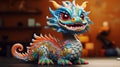 Colorful Dragon Figurine on Table. Generative AI.