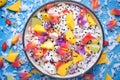 vibrant dragon fruit pieces in an exotic fruit salad