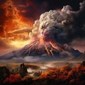 Vibrant and Dramatic Artistic Depiction of a Volcanic Eruption