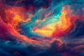 Vibrant and Dramatic Red Cloudscape with Electric Blue Hues Surreal Sky Art for Creative Backgrounds Royalty Free Stock Photo