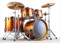 Vibrant Drum Set Ready for Music Studio Shot of Percussion Instruments on Isolated White Background Royalty Free Stock Photo