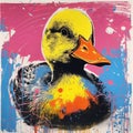 Vibrant Duck Series Print By Brian Neff: A Fusion Of Ybas, Lasar Segall, And Pop Art