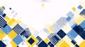 Abstract Geometric Pattern with Blue, Yellow, and White Squares Royalty Free Stock Photo
