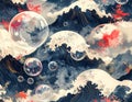 Abstract Ocean Waves and Bubbles Pattern Royalty Free Stock Photo