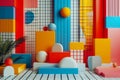 a vibrant and dynamic animation inspired by Neo - Plasticism