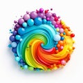 Colorful Paint Swirl On White Background - 3d Render