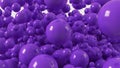 A vibrant and dynamic collection of purple spheres in various sizes and shapes Royalty Free Stock Photo