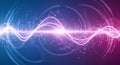 A vibrant and dynamic digital waveform with glowing purple and blue lights Royalty Free Stock Photo