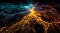 Vibrant Dynamic Network Visualization Representing Complex Data Interconnections with Radiant Light Patterns in Vivid Colors Royalty Free Stock Photo