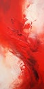 Intense Close-ups: Red And White Abstract Painting With Brushstrokes