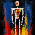 Colorful Abstract Skeleton Painting With Intense Emotional Expression