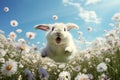 Vibrant and dynamic scene of a rabbit leaping