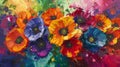 A vibrant and dynamic show of colorful flower explosions capturing the essence of natures beauty in all its glorious Royalty Free Stock Photo