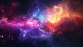 A vibrant and dynamic space scene showcasing a multitude of stars and billowing clouds, Magical space scenery with a bright
