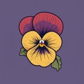 Minimalistic Pansy Flower Illustration On Blue Background Royalty Free Stock Photo