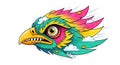 Vibrant Eagle Head with Colorful Feathers, Clouds, and Crowns Illustration Royalty Free Stock Photo