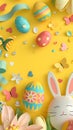 The Vibrant Easter Celebration Background with Colorful Eggs and Spring Flowers. Royalty Free Stock Photo