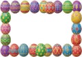 Vibrant easter egg border frame with intricate patterns and colors for festive spring celebrations and decorations Royalty Free Stock Photo