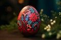 Vibrant Easter Egg with Floral Design, A Festive Spring Tradition Royalty Free Stock Photo