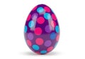 A vibrant easter egg with a polka dot pattern in shades of purple, pink, and blue Royalty Free Stock Photo