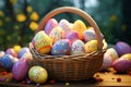 Vibrant Easter eggs arranged in a decorative