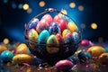 Vibrant Easter eggs arranged in a decorative