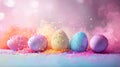 Vibrant Easter Eggs with Colorful Splashes. Generative ai