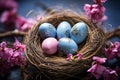 Vibrant Easter Eggs in a Delightful Nest, Celebrating the Festive Tradition of Easter Joyously