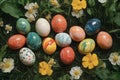 Vibrant Easter Eggs Nestled in Spring Grass Royalty Free Stock Photo