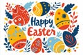 Vibrant easter greeting postcard with happy easter in bright colors, spreading holiday joy Royalty Free Stock Photo