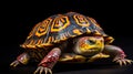 Vibrant Eastern Box Turtle Body Art On Black Background Royalty Free Stock Photo