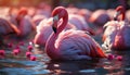 Vibrant elegance in nature, a pink feathered bird generated by AI