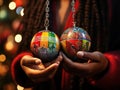 Vibrant Elegance: Unique Rainbow-Colored Christmas Ornaments