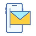 Email on Mobile Flat Colored Icon for Smartphone Messaging Apps Royalty Free Stock Photo